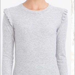 J. Crew Grey Ruffle Sleeve Sweater